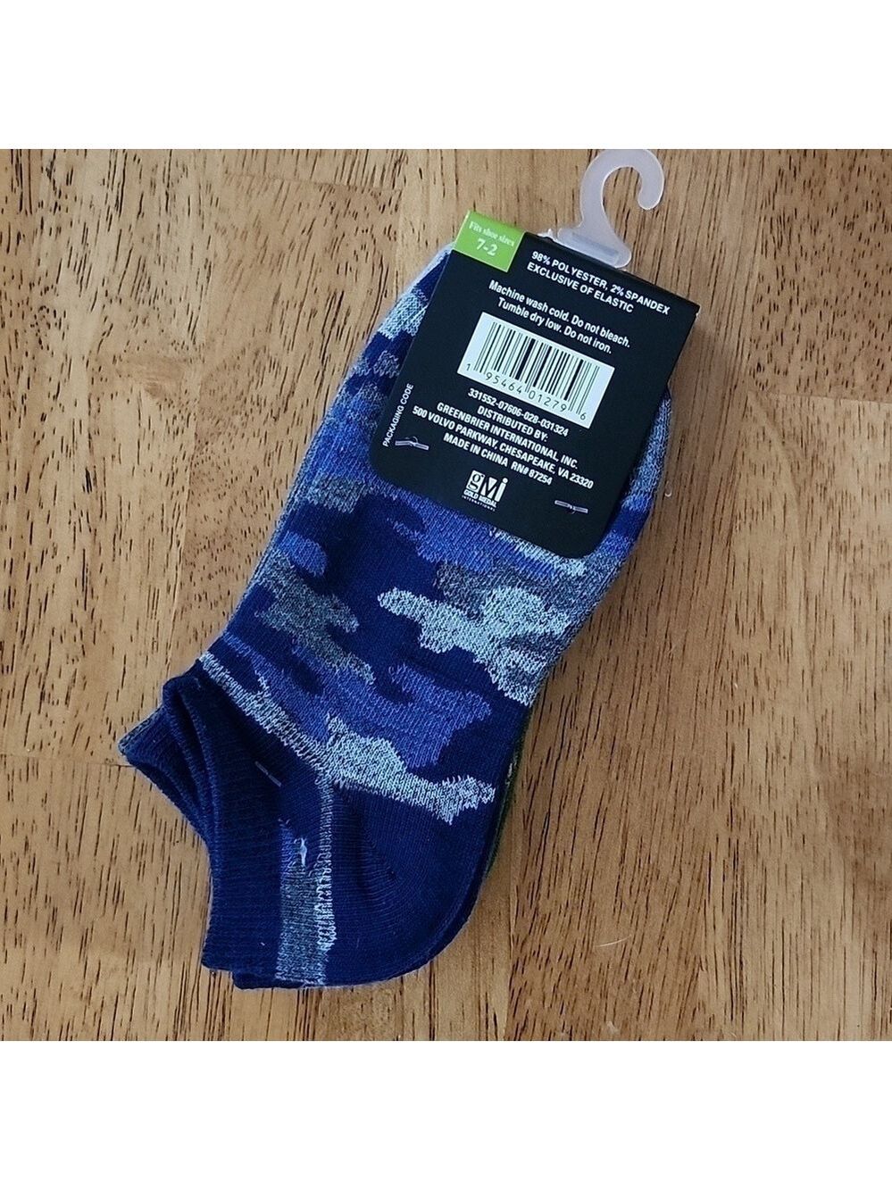 New 3 Pair Beverly Hills Polo Club Low Cut Socks Blue Camo Green Camouflage Kids - Picture 2 of 11
